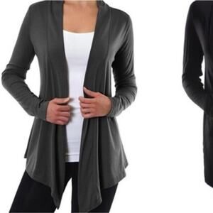 Sofra lightweight rayon perfect cardigan dark gray medium